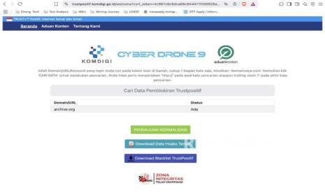 Kemenkomdigi Blokir Archive.org karena Bermuatan Judol dan Pornografi